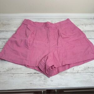 Madewell pink linen blend shorts with pockets
